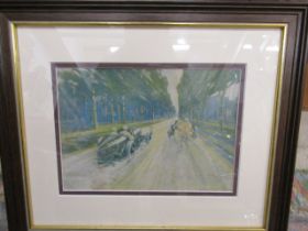 1931 Le Man's Alfa Romeo's driven by Tim Birkin and Earle Howe print by Jay ? 37x31cm framed and