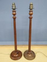 Pair of fluted wooden table lamps (no plugs)