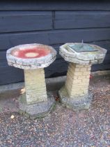 Concrete birdbath and sundial