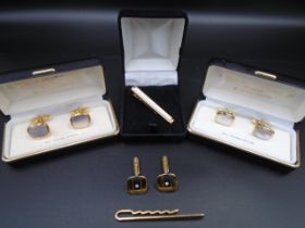 2 Boxed sets of MOP cufflinks, a Stratton tie clip and a German made boxed tie clip and cufflink