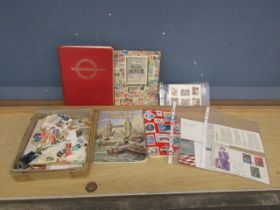 4 Schoolboy stamp albums containing some loose stamps and a box of loose stamps etc