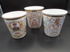 3 Enamel royal commemoration beakers to incl Queen Victoria's Diamond Jubilee 1837-1897, Edward