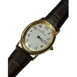 Jaeger-LeCoultre Ellipse 18ct yellow gold vintage wristwatch Arabic numerals on white enamelled face