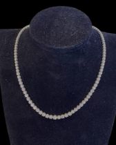 14ct white gold brilliant-cut diamond line necklace, with partially concealed clasp, estimated total