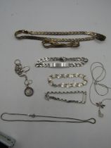 Mixed silver jewellery 114.40gms gross weight, all hallmarked or stamped