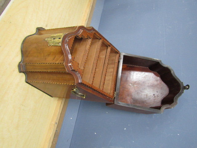 19th Century mahogany inlaid cutlery box - Image 4 of 5