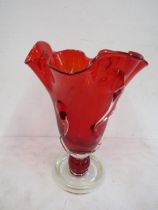 Red handkerchief vase 30cmH