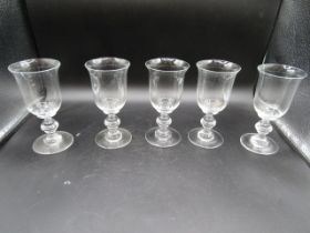 5 Jenkins of Peterfield stemmed claret glasses 'Chelsea' design plus one other