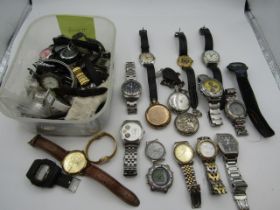 A large collection of watches inc Seiko, Ingersoll, Rotary, Oris, Casio, pocket watches and watch