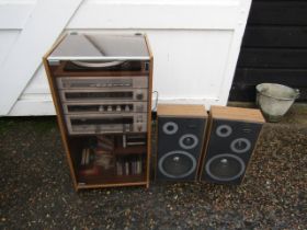 Vintage Binatone HiFi in cabinet with speakers (no plug)