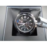 Hugo Boss mens chronograph watch with leather strap  model HB1512926, new with tags in original