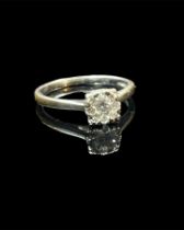 9ct gold diamond daisy cluster ring, .07 carat diamond within a surround of smaller diamonds approx.