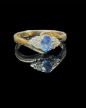 9ct gold sapphire and diamond ring