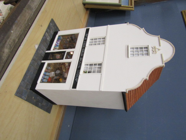 No8 The Old Book Shop, Downham Market scratch built scale model with internal LED lighting. H52cm