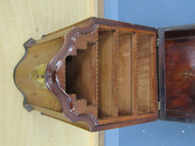 19th Century mahogany inlaid cutlery box - Image 3 of 5