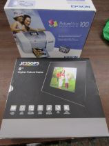 Epson picture mate printer in box and new boxed digital photo frame