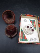 Silver thistle brooch and vintage ring box