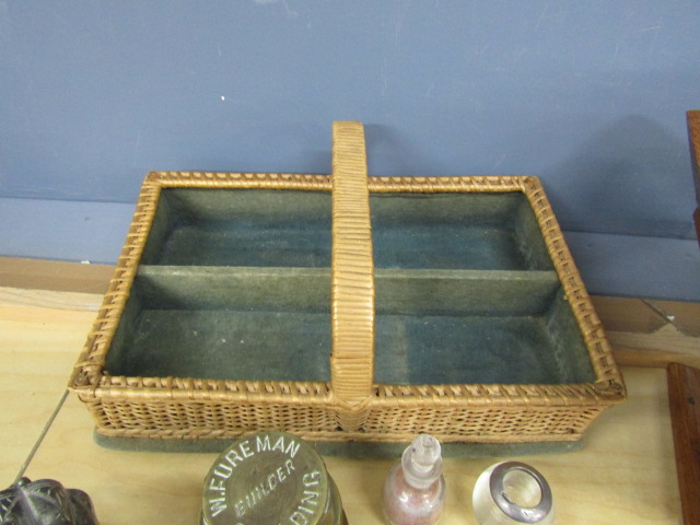Collectors lot to include pewter sugar scuttle, oak serving bowl and antique brass wheel hub etc - Image 3 of 7