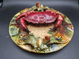 Majolica Palissy crab plate 29cmD