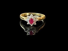 18ct gold ruby and diamond ring