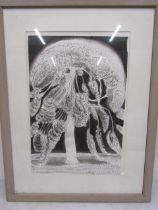 Micheal Cullimore 'Moonlit Tree' pen and ink 1988 framed and glazed 65x86cm