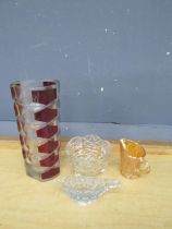 Glass vase and Carnival glass jug etc