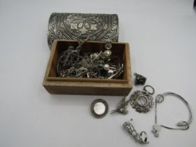 A chest silver toned jewellery