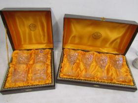 Webb cased set 4 scotch glasses and case stemmed glasses