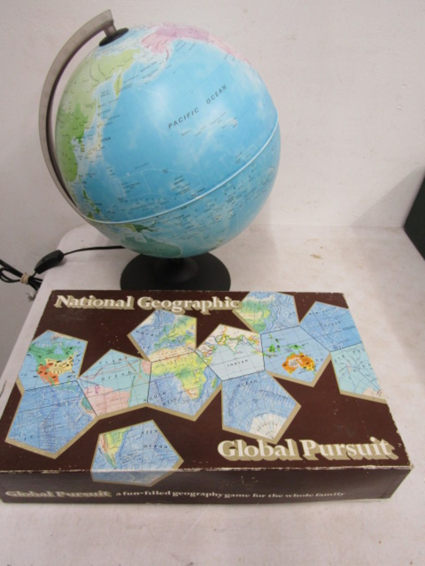 Vintage complete Geographical game and a globe