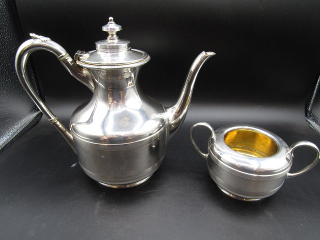 Epns coffee jug (James Dixon & son) and sugar bowl