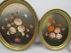 2 oil paintings of flowers