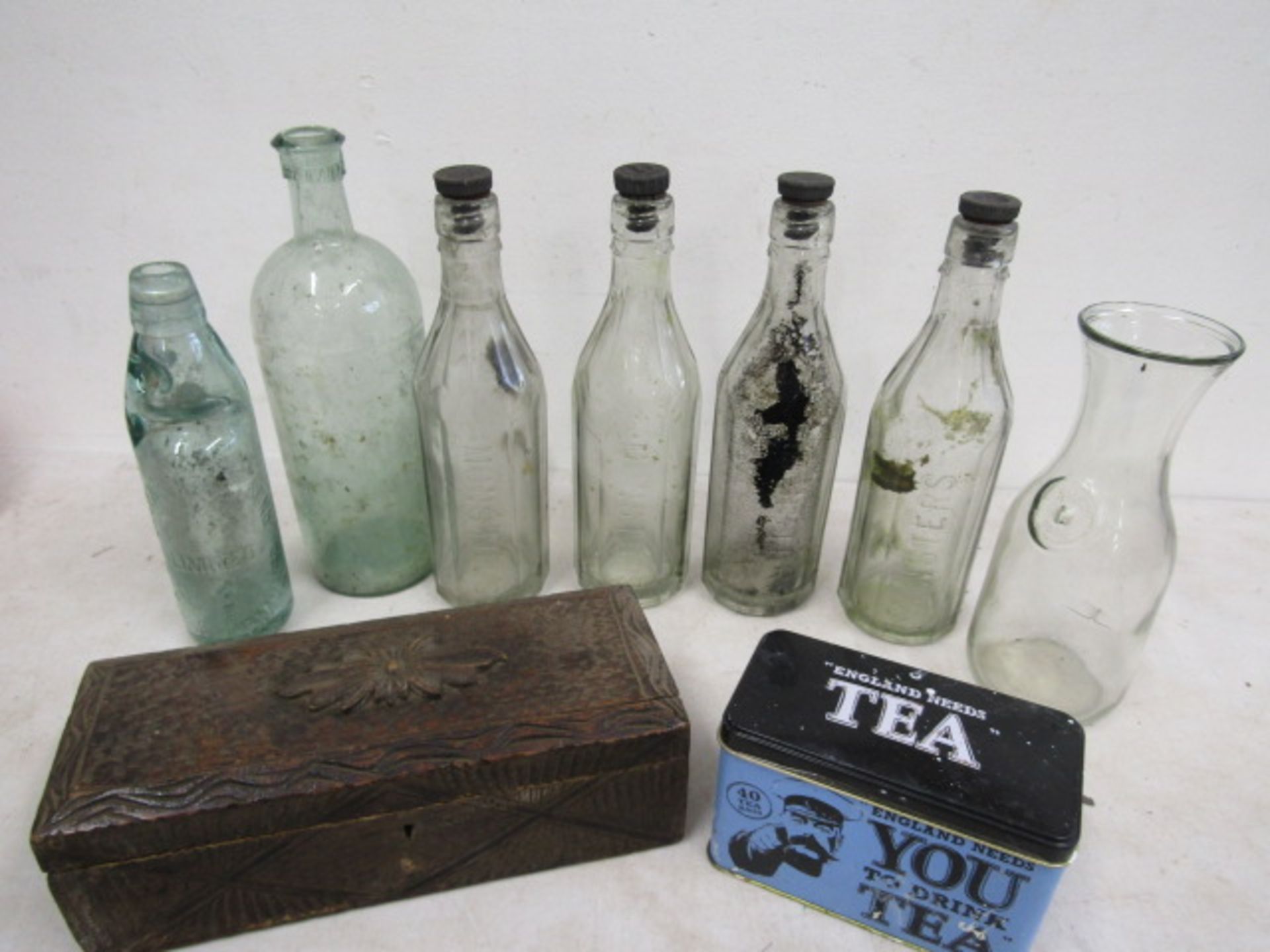 Vintage Monsters lemonade bottles and others vintage tin and box