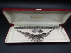 Marcasite necklace, bracelet and earrings set