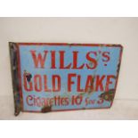 Original Will's Gold Flake 10 for 3d /Old Friend double sided enamel sign with hanging flange