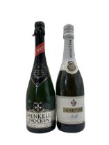 Two bottles of sparkling wine to include Martini Asti 75cl 7%vol. and Henkell Trocken 750ml