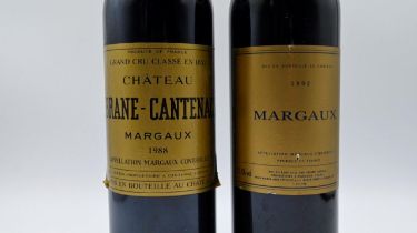 Two bottles of Chateau Brane-Cantenac Margaux 75cl 1988 and 1992 (Level of the bottles both Base