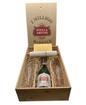 Stella Artois 2 Million Barrel Celebration with two glasses chocolates