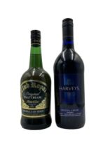 Two bottles of sherry to include Harvey's Bristol Cream 1L 17.5%vol. and a bottle of Club Royal
