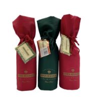 Three PIPER-HEIDSIECK champagne BRUT bottles 75cl 12%VOL. in cooler bags