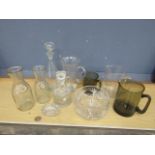 Glass jugs and decanter etc