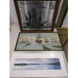 Watercolour of ships, a signed photo of Loch Lomond by Tim Berrall a metal ship print