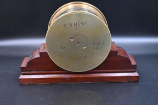 1916 trench art mantel piece tobacco caddy engineered from two 4.5 Howitzer shell casings dated