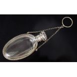 Antique silver & glass chatelaine perfume bottle