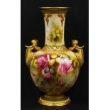 Royal Worcester signed twin handle vase