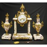 Antique French marble clock & garnitures