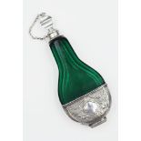 Antique silver & green glass perfume bottle