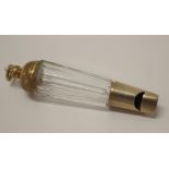 Antique gilt & glass whistle form perfume bottle