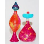 Two Jiri Bures (Aust) art glass perfume bottles