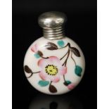 Antique handpainted floral ceramic perfume bottle