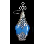 Antique blue opaline & vermeil perfume bottle